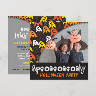 Colourful Spooky Ghosts Kid's Halloween Photo Part Invitation