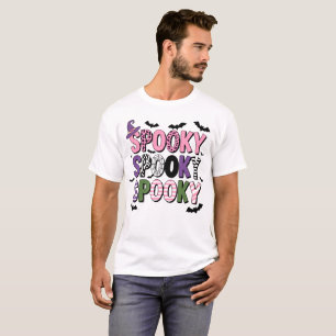 Colourful Spooky Halloween Cute Witch Hat & Bat T-Shirt