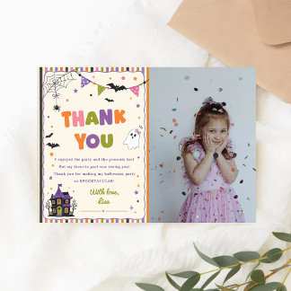 Colourful Spooky Halloween Party Thank You Card