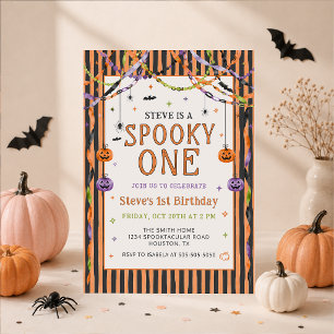 Colourful Spooky One Halloween Birthday Invitation