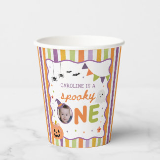 Colourful Spooky One Halloween Ghost Birthday Paper Cups