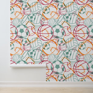 Colourful Sports Balls Abstract Design Wallpaper