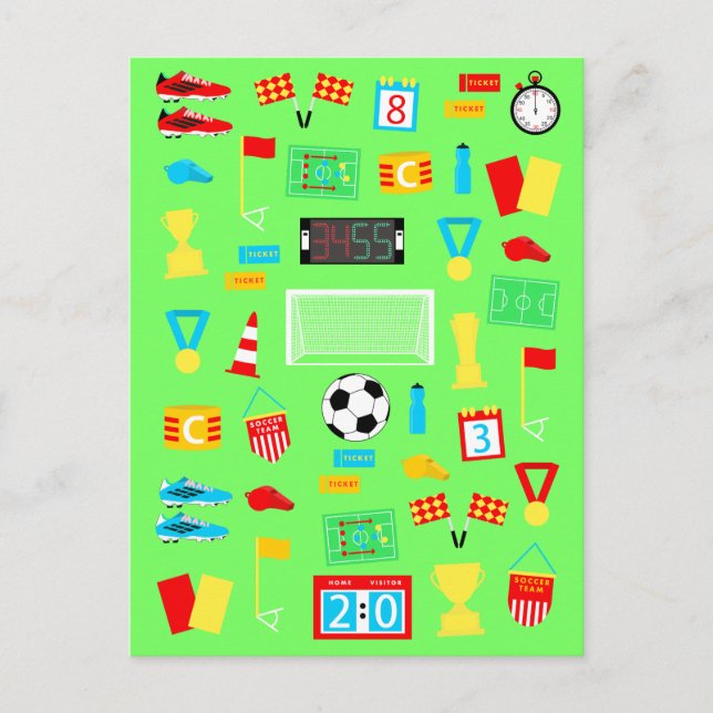 Colourful Sports Soccer Players Football Fan Postcard (Front)