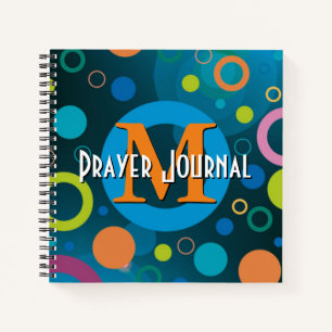 Colourful Spots Rings Monogram Personalized BLUE Notebook