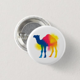 Colourful Spray Paint Camel Silhouette Round Butto 1 Inch Round Button