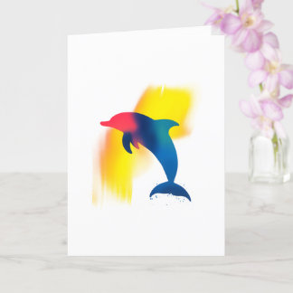 Colourful Spray Paint Dolphin Silhouette Card