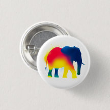 Colourful Spray Paint Elephant Round Button