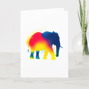 Colourful Spray Paint Elephant Silhouette Card