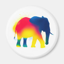 Colourful Spray Paint Elephant Silhouette Round