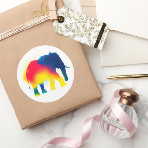 Colourful Spray Paint Elephant Silhouette Stickers