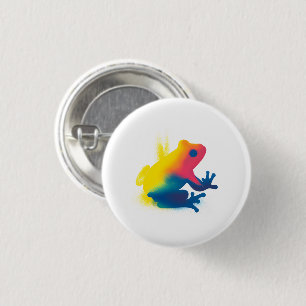 Colourful Spray Paint Frog Silhouette Round Button
