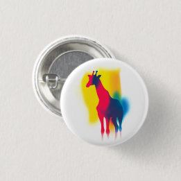 Colourful Spray Paint Giraffe Round Button