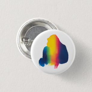 Colourful Spray Paint Gorilla Round Button