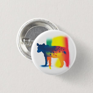 Colourful Spray Paint Hyena Silhouette Round Butto 1 Inch Round Button