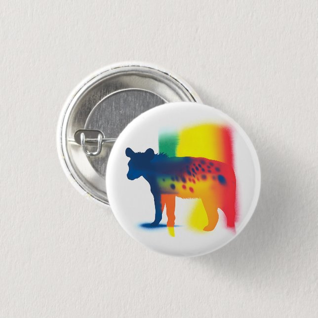 Colourful Spray Paint Hyena Silhouette Round Butto 1 Inch Round Button (Front & Back)