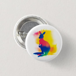 Colourful Spray Paint Kangaroo Round Button