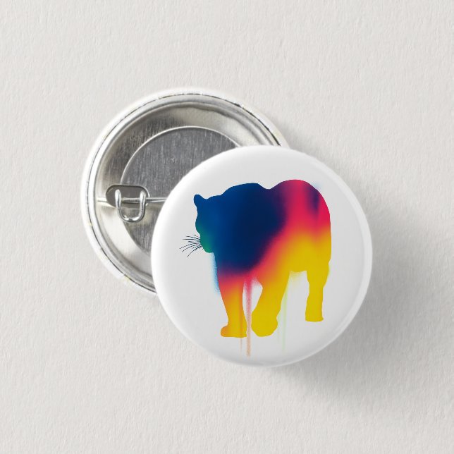 Colourful Spray Paint Leopard Silhouette Round 1 Inch Round Button (Front & Back)