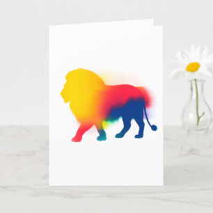 Colourful Spray Paint Lion Silhouette Card