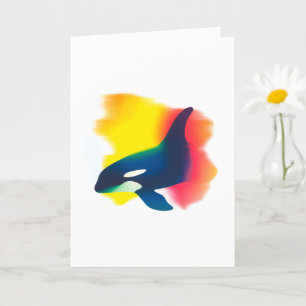 Colourful Spray Paint Orca Silhouette Card