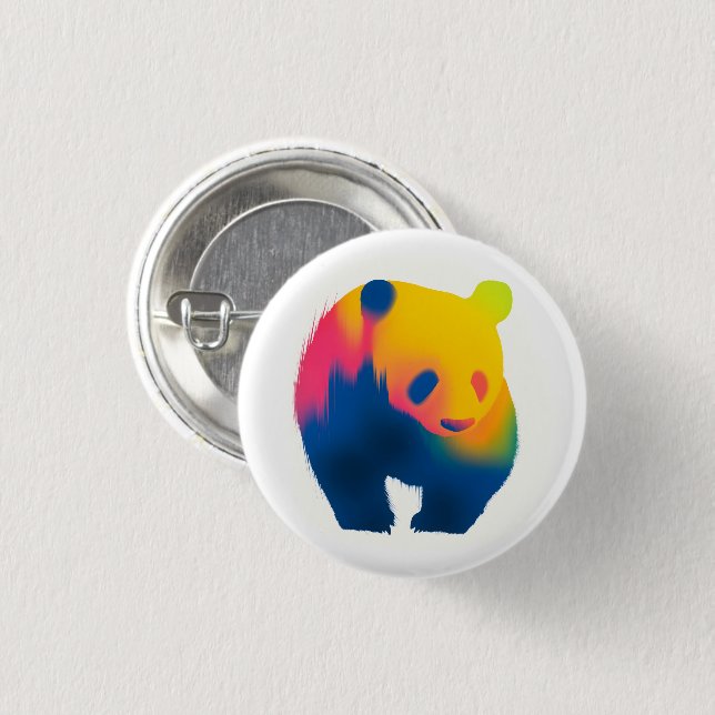 Colourful Spray Paint Panda Silhouette Round Butto 1 Inch Round Button (Front & Back)