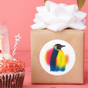 Colourful Spray Paint Penguin Silhouette Stickers