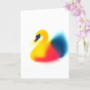 Colourful Spray Paint Swan Silhouette Card