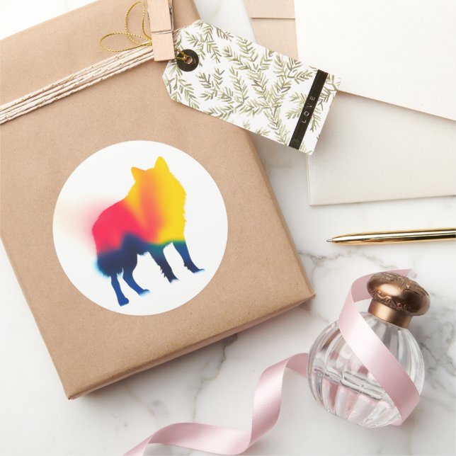Colourful Spray Paint Wolf Silhouette Stickers (Gifting)