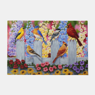 Colourful Spring Birds Garden Party Doormat