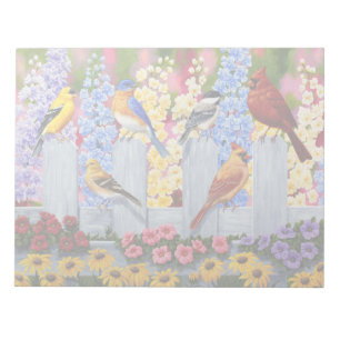 Colourful Spring Birds Garden Party Notepad