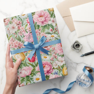 Colourful Spring Blossom Illustration Wrapping Paper
