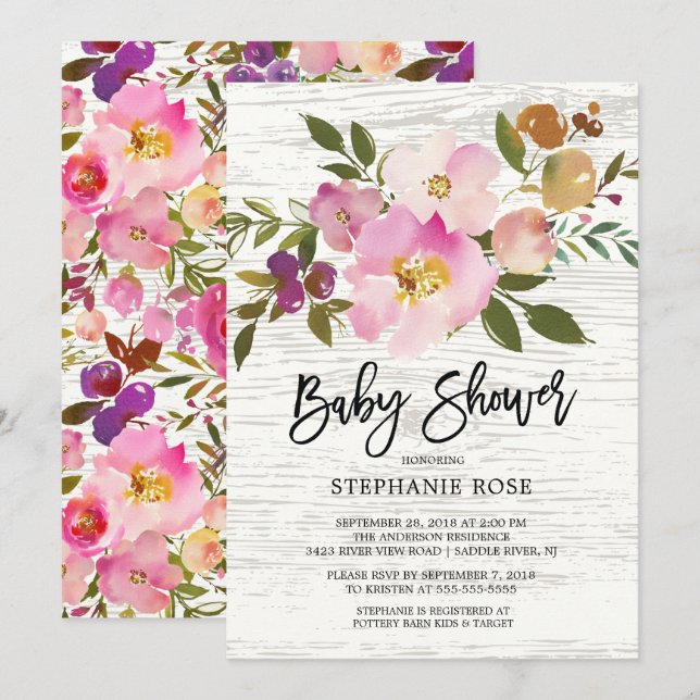 Colourful Spring Bouquet Baby Shower Invitation (Front/Back)