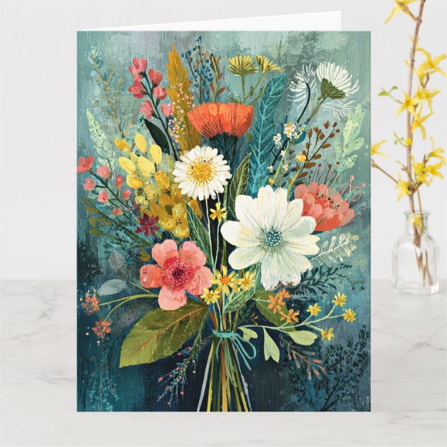 Colourful Spring Bouquet Card (Yellow Flower)