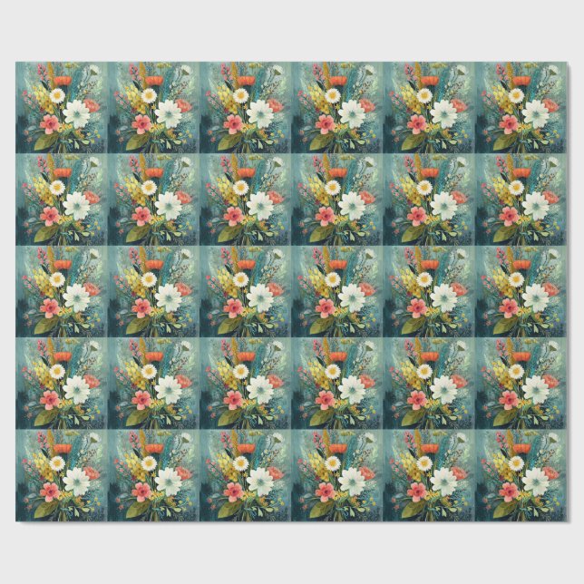 Colourful Spring Bouquet Wrapping Paper (Flat)