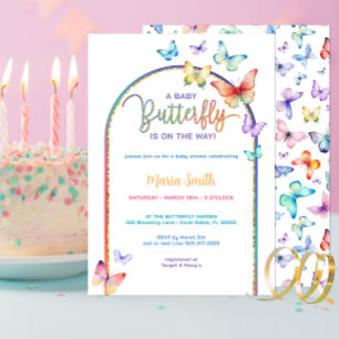 Colourful Spring Butterfly Baby Shower Invitation