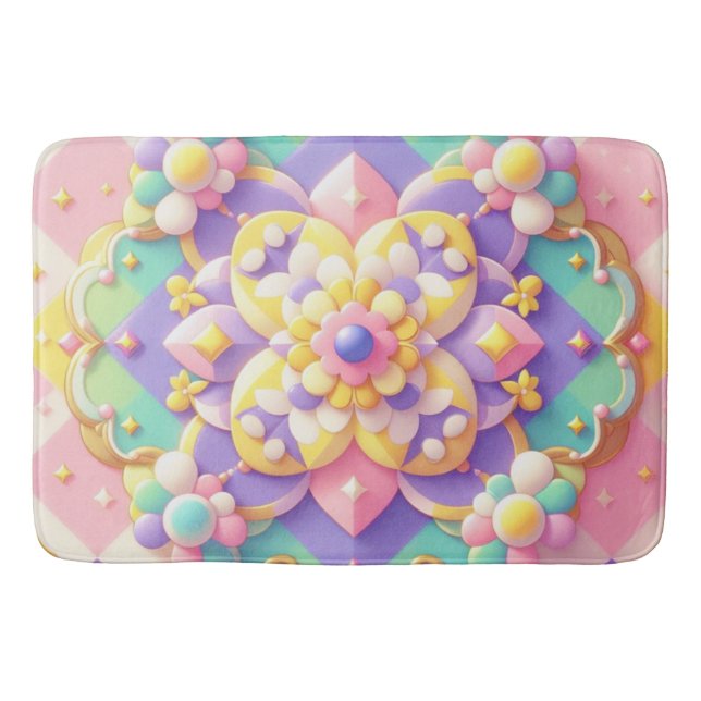 colourful spring/Easter/princess pastel Bath Mat (Front)
