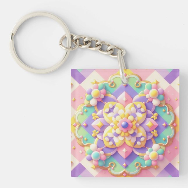 colourful spring/Easter/princess pastel Keychain (Front)