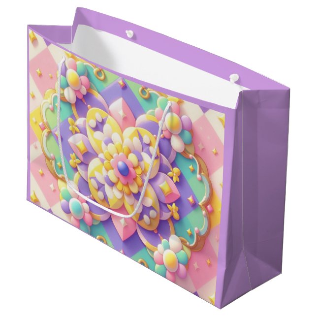 colourful spring/Easter/princess pastel Large Gift Bag (Front Angled)