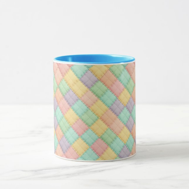 Colourful spring/Easter vintage patchwork quilt  Mug (Center)