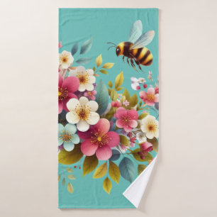 Colourful, Spring/Floral bee Bath Towel