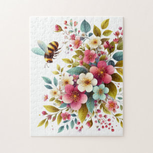 Colourful, Spring/Floral bee Jigsaw Puzzle