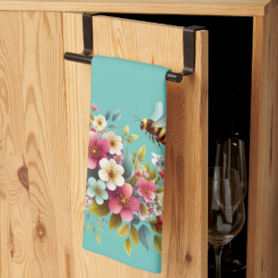 Colourful, Spring/Floral bee Kitchen Towel