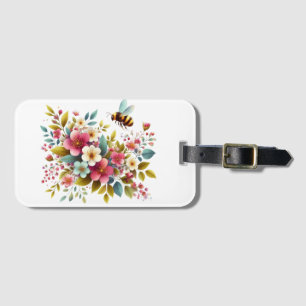 Colourful, Spring/Floral bee Luggage Tag