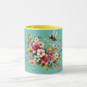 Colourful, Spring/Floral bee Mug