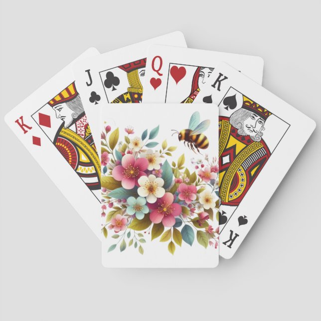 Colourful, Spring/Floral bee Playing Cards (Back)