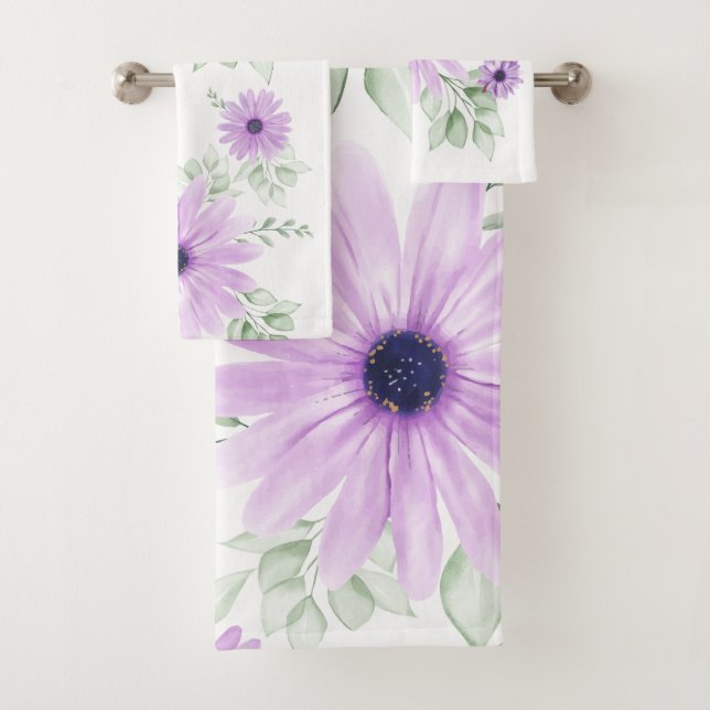 Colourful Spring Floral Botanical Pattern – Vibran Bath Towel Set (Insitu)