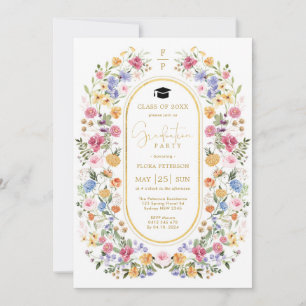 Colourful Spring Floral Garden Graduation Invitation