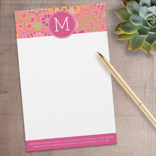 Colourful Spring Floral Pattern Custom Monogram Stationery
