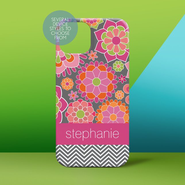 Colourful Spring Floral Pattern Custom Name Case-Mate iPhone Case (Personalized Phone Case)
