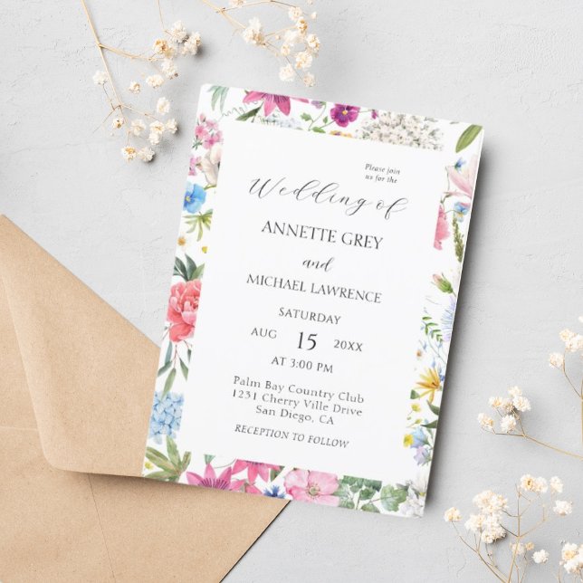 Colourful spring Floral Wedding Invitation (Creator Uploaded)