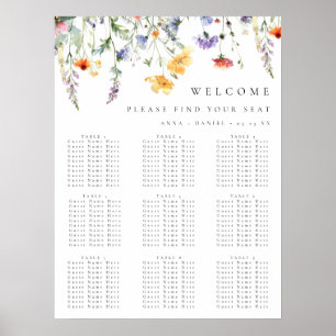 Colourful Spring Floral Wedding Seating Chart